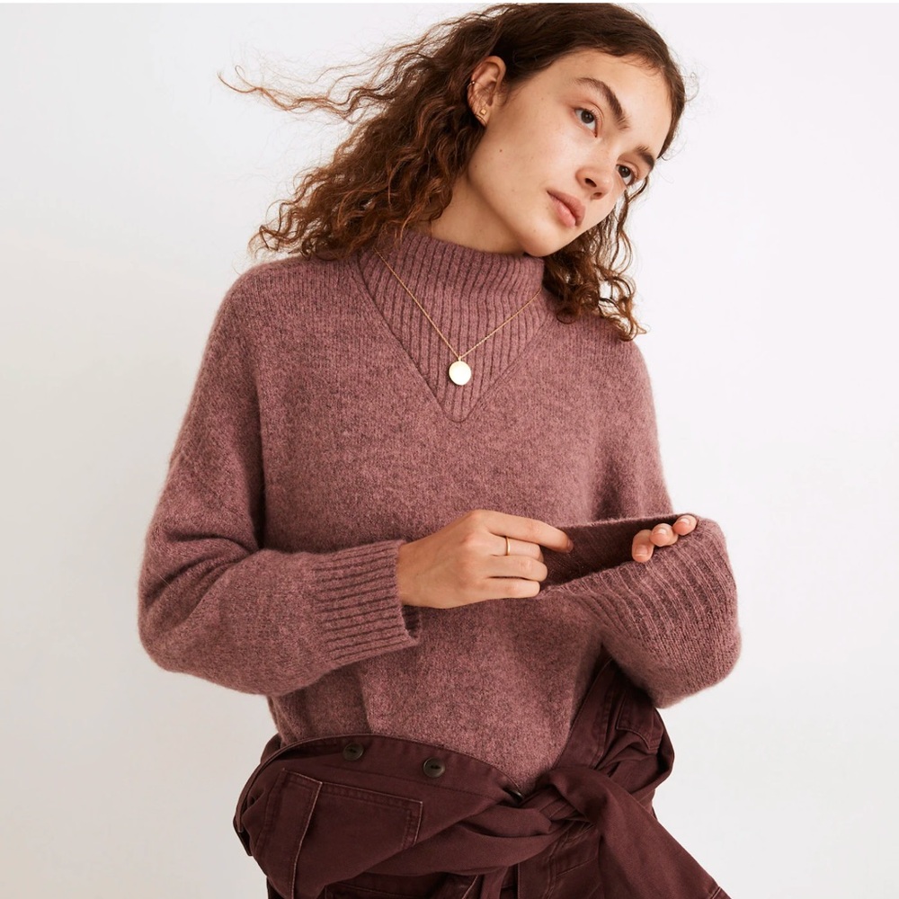 Madewell Dusty Rose Wool Blend Mock Neck Sweater